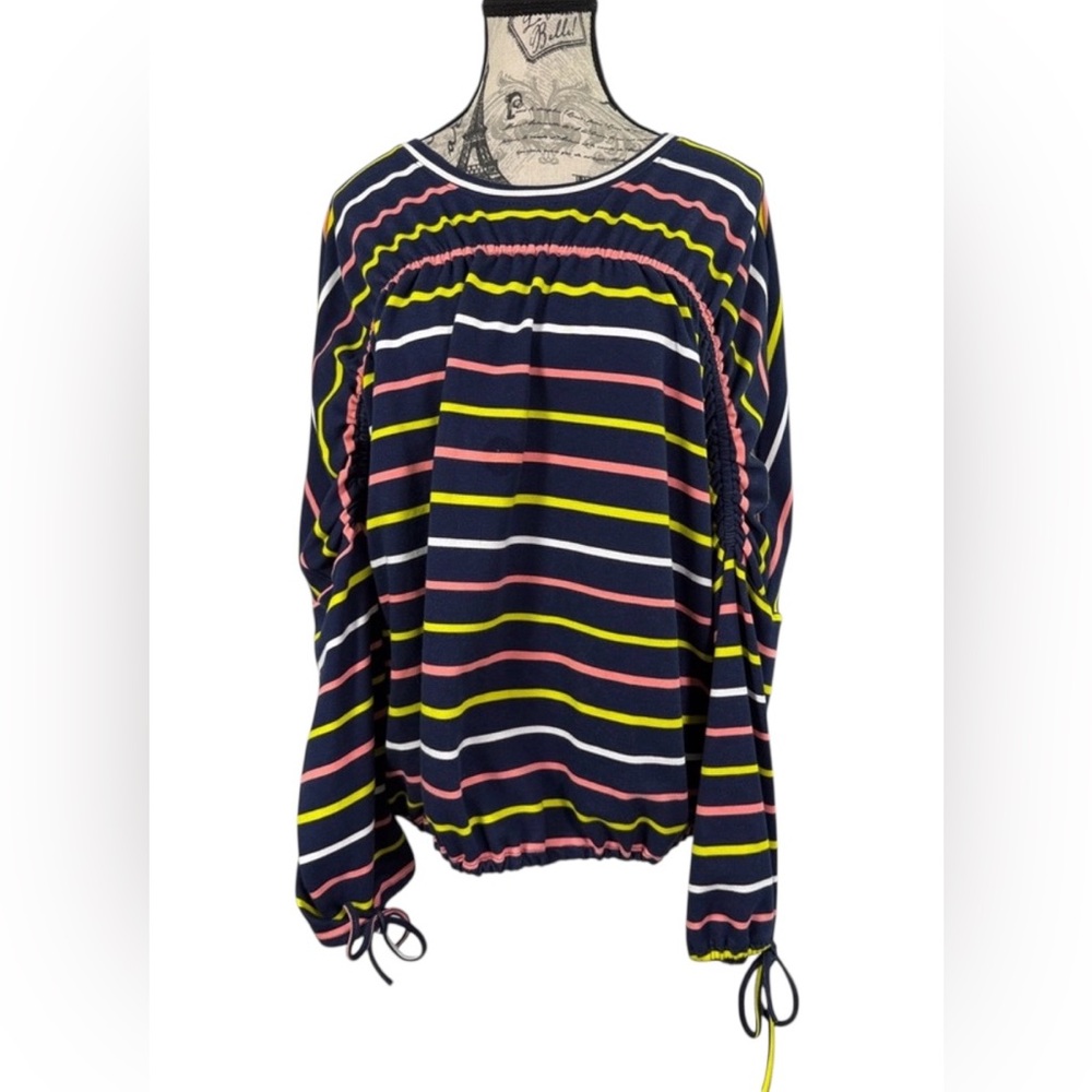 Project RUNWAY Multicolor Striped Blouse| Drawstring Sleeves| Bubble Hem Size M